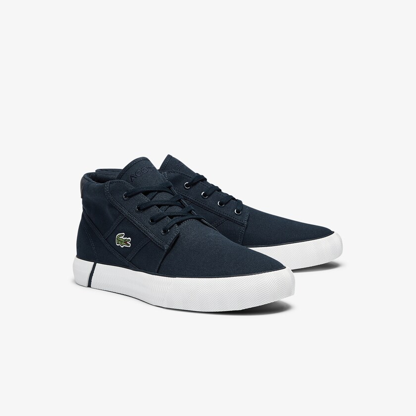 Chukkas Sapatos Lacoste Masculino Azul Marinho Branco Gripshot Canvas and Leather DW5-73367V6