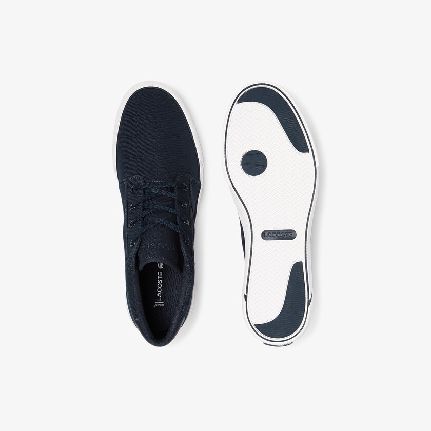 Chukkas Sapatos Lacoste Masculino Azul Marinho Branco Gripshot Canvas and Leather DW5-73367V6