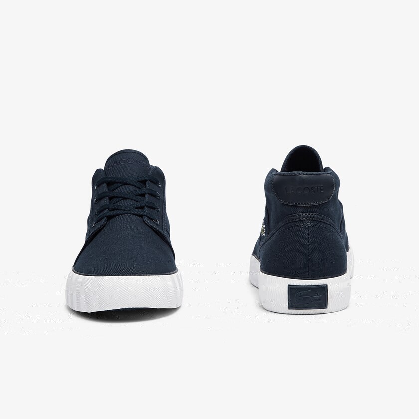 Chukkas Sapatos Lacoste Masculino Azul Marinho Branco Gripshot Canvas and Leather DW5-73367V6