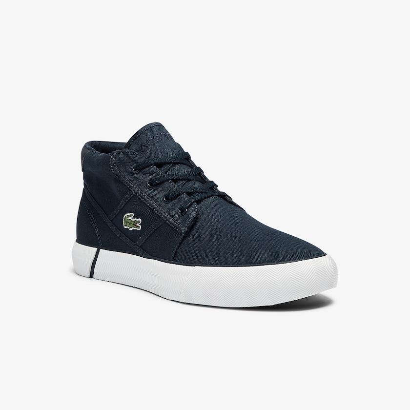 Chukkas Sapatos Lacoste Masculino Azul Marinho Branco Gripshot Canvas and Leather DW5-73367V6
