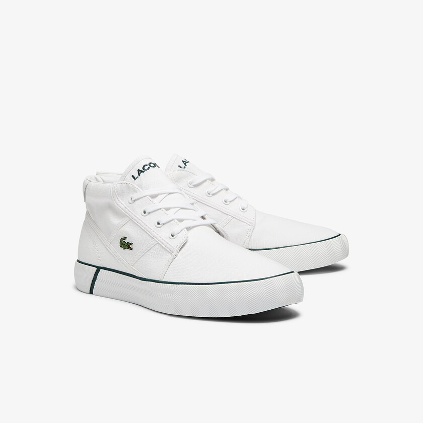 Chukkas Sapatos Lacoste Masculino Branco Verdes Escuro Gripshot Canvas and Leather LI7-79147F5