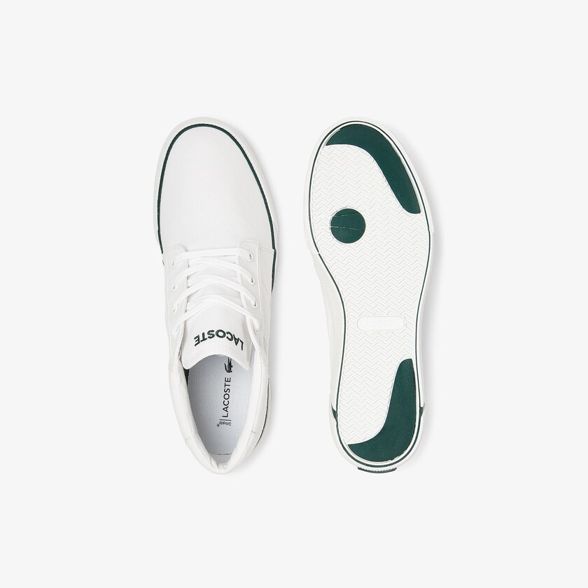 Chukkas Sapatos Lacoste Masculino Branco Verdes Escuro Gripshot Canvas and Leather LI7-79147F5