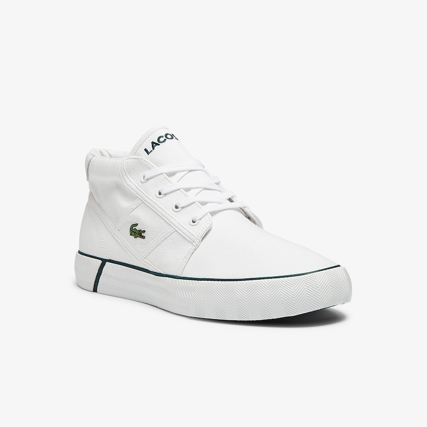 Chukkas Sapatos Lacoste Masculino Branco Verdes Escuro Gripshot Canvas and Leather LI7-79147F5