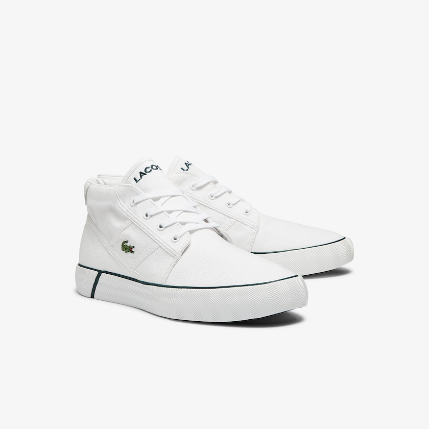 Chukkas Sapatos Lacoste Masculino Branco Gripshot Mid Canvas and Leather LK0-45414C6