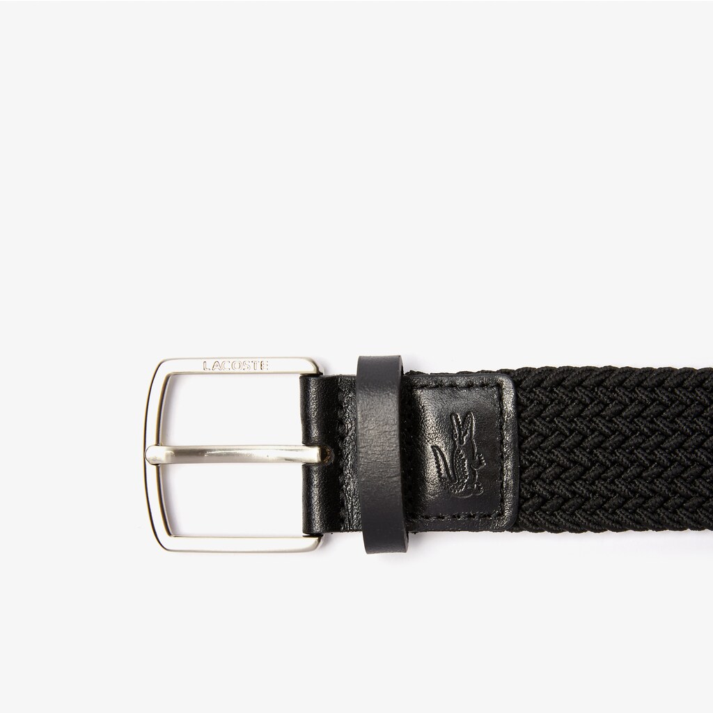Cintos Lacoste Masculino Pretas Engraved Buckle Stretch Knitted Belt BW7-37803X6