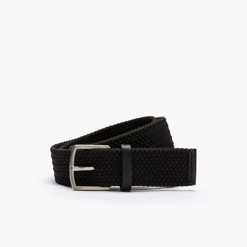 Cintos Lacoste Masculino Pretas Engraved Buckle Stretch Knitted Belt BW7-37803X6