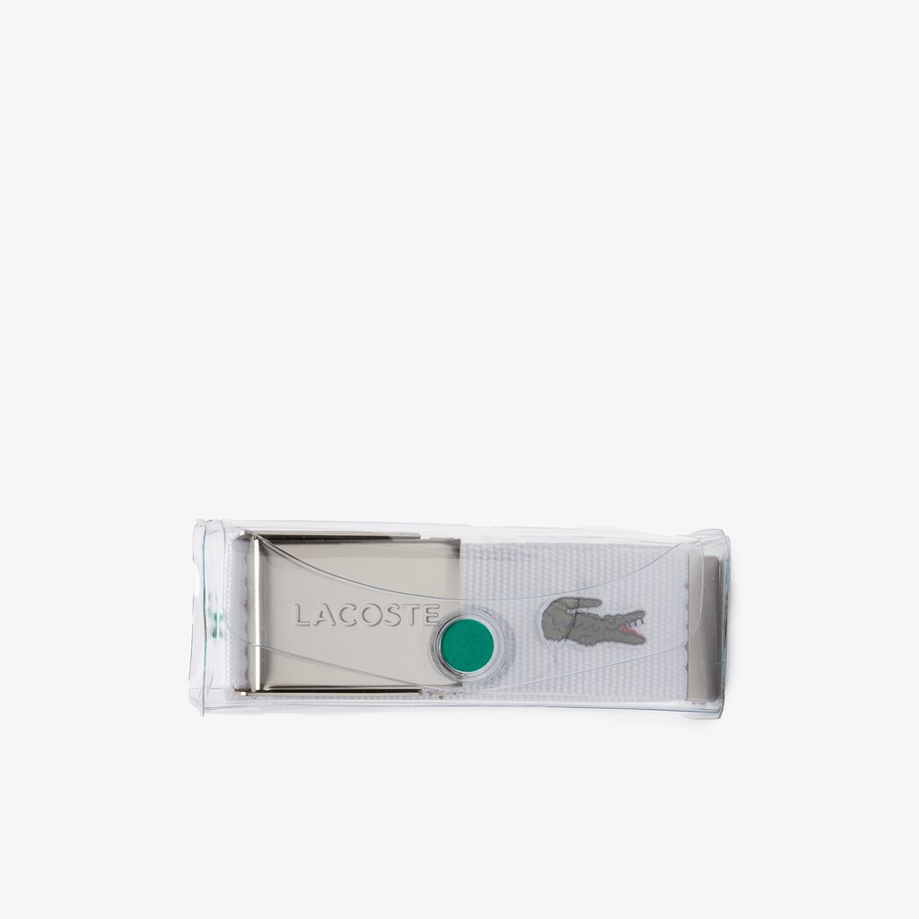 Cintos Lacoste Masculino Branco Made in France Engraved Buckle Woven Fabric Belt GJ4-18531T0