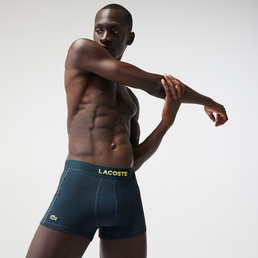 Cuecas Lacoste Masculino Azuis Motion Technical Piqué Boxer CD2-90189C4