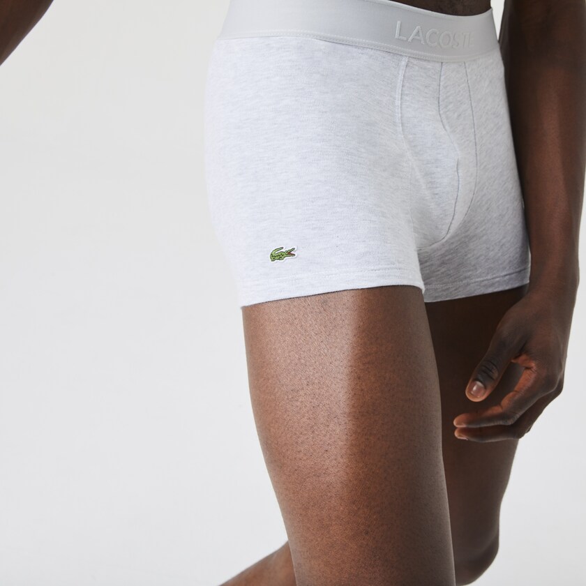 Cuecas Lacoste Masculino Pretas Cinzentas Pack Of 2 Piqué Boxer L.12.12 DW7-41754I7