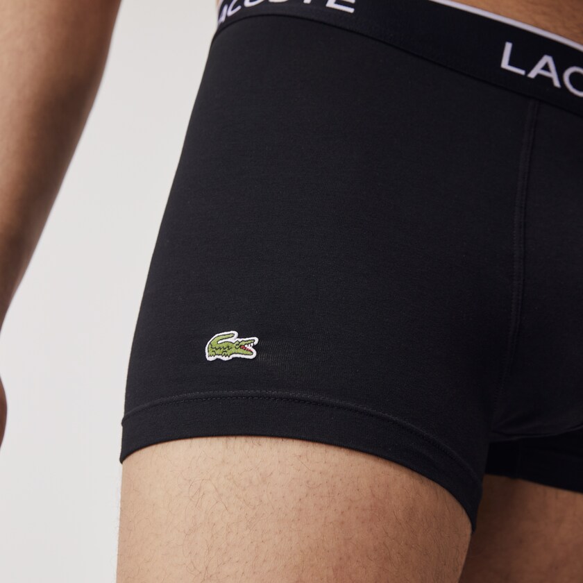 Cuecas Lacoste Masculino Pretas Pack Of 3 Casual Black Boxer BV8-87918W5