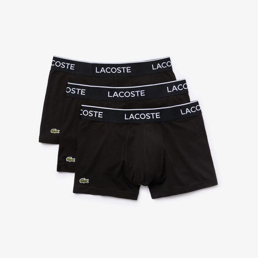 Cuecas Lacoste Masculino Pretas Pack Of 3 Casual Black Boxer BV8-87918W5