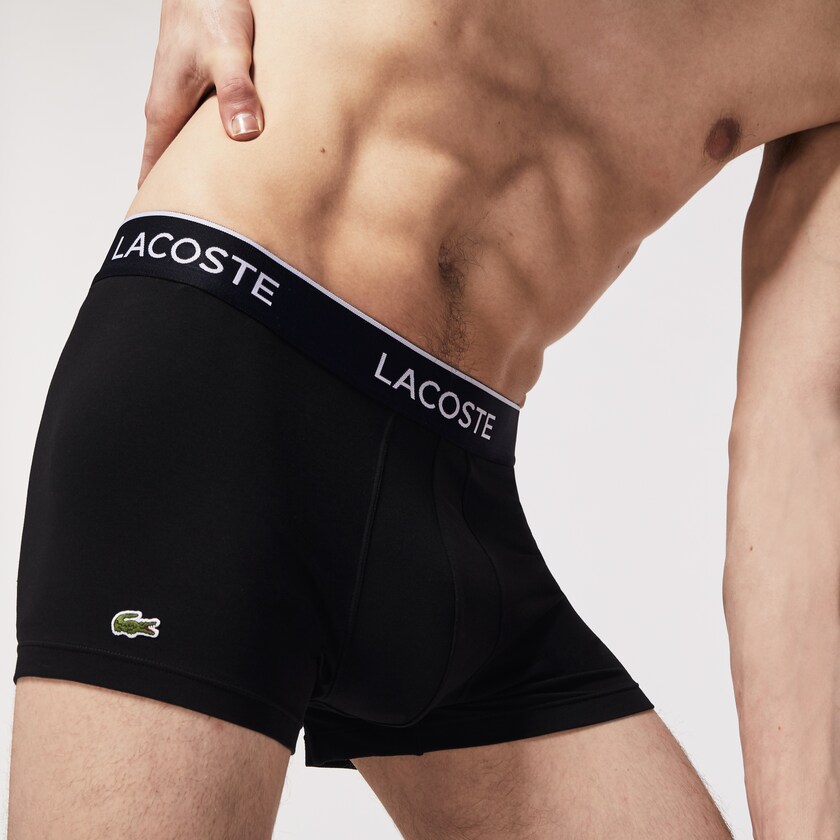 Cuecas Lacoste Masculino Pretas Pack Of 3 Casual Black Boxer BV8-87918W5