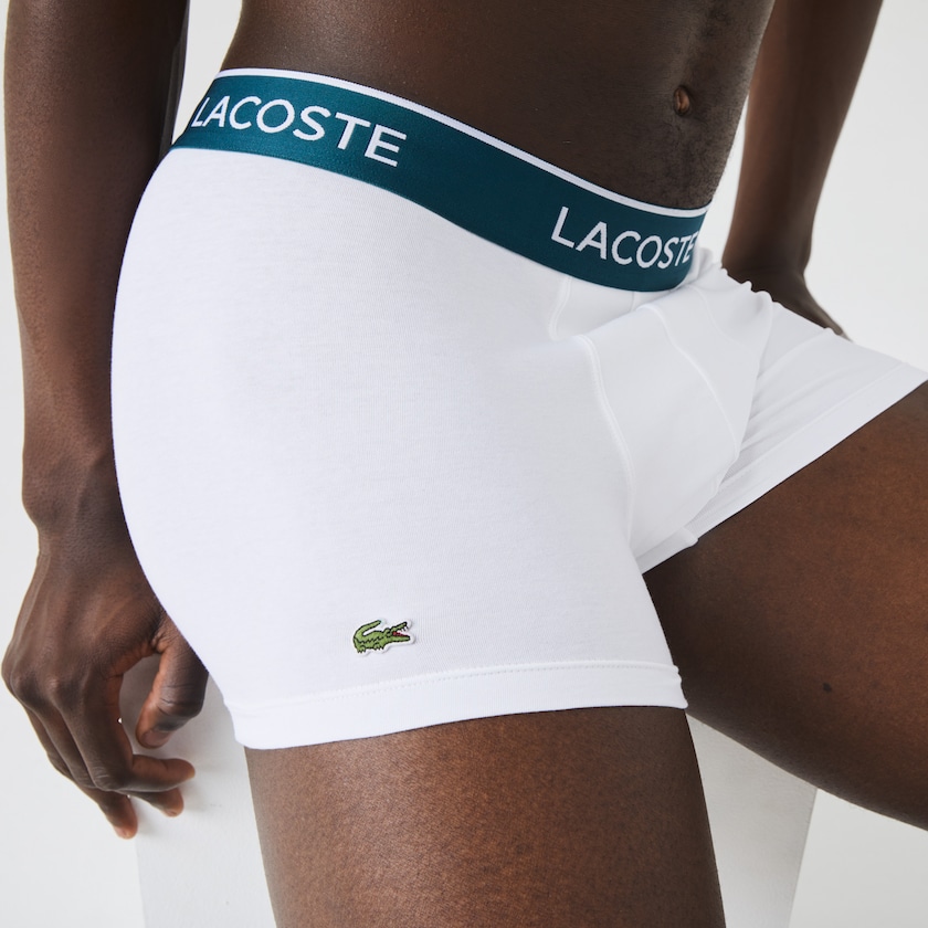 Cuecas Lacoste Masculino Pretas Branco Cinzentas Pack Of 3 Casual Black Boxer NG8-72947W9