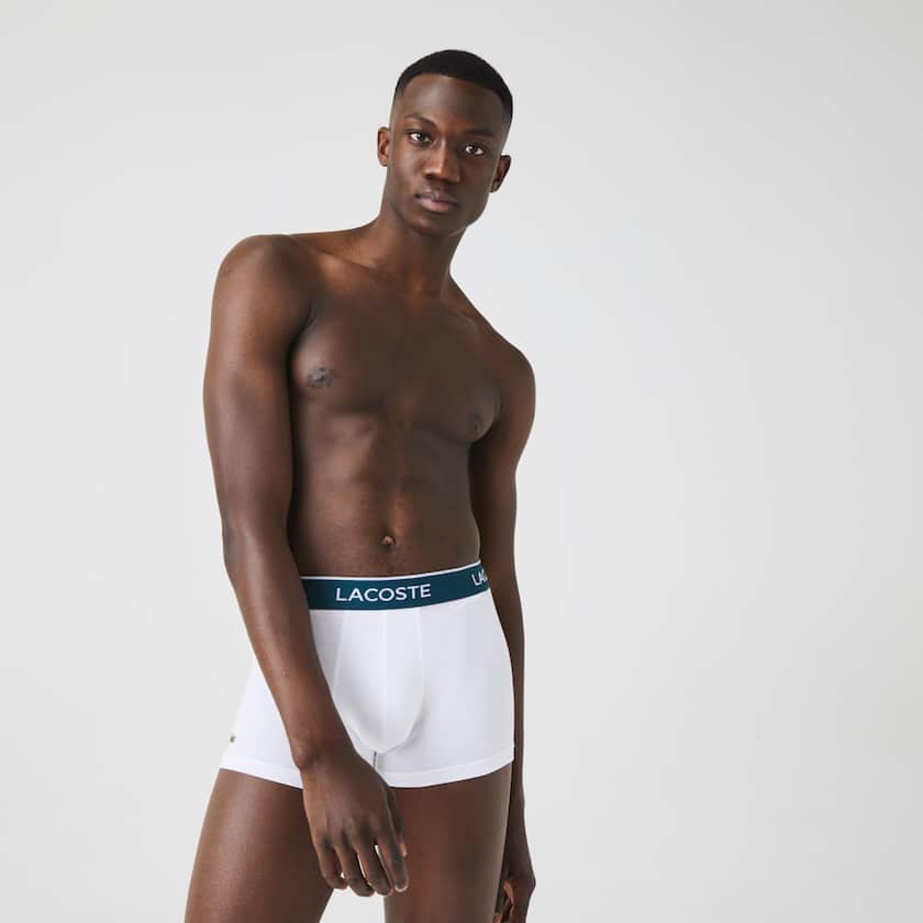 Cuecas Lacoste Masculino Pretas Branco Cinzentas Pack Of 3 Casual Black Boxer NG8-72947W9