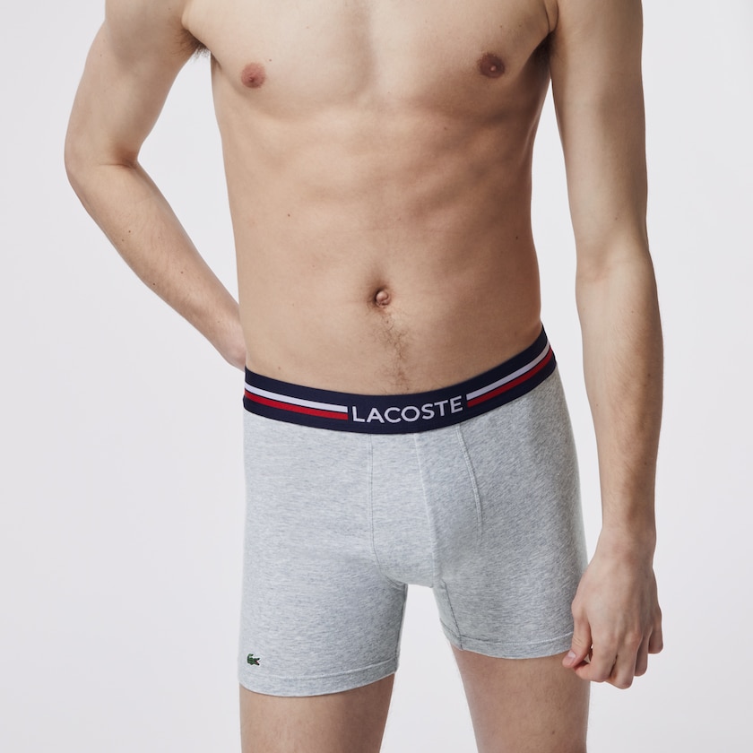 Cuecas Lacoste Masculino Azul Marinho Azuis Cinzentas Vermelhas Pack Of 3 Casual Boxers TK9-34363N6
