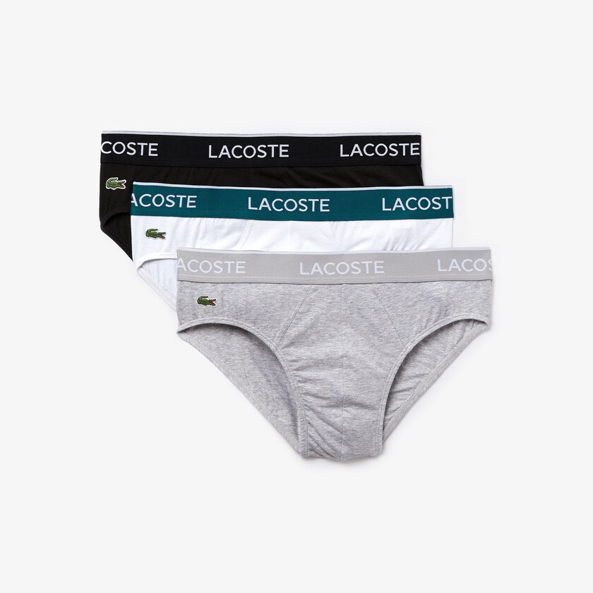 Cuecas Lacoste Masculino Pretas Branco Cinzentas Pack Of 3 Casual OK1-14131I0