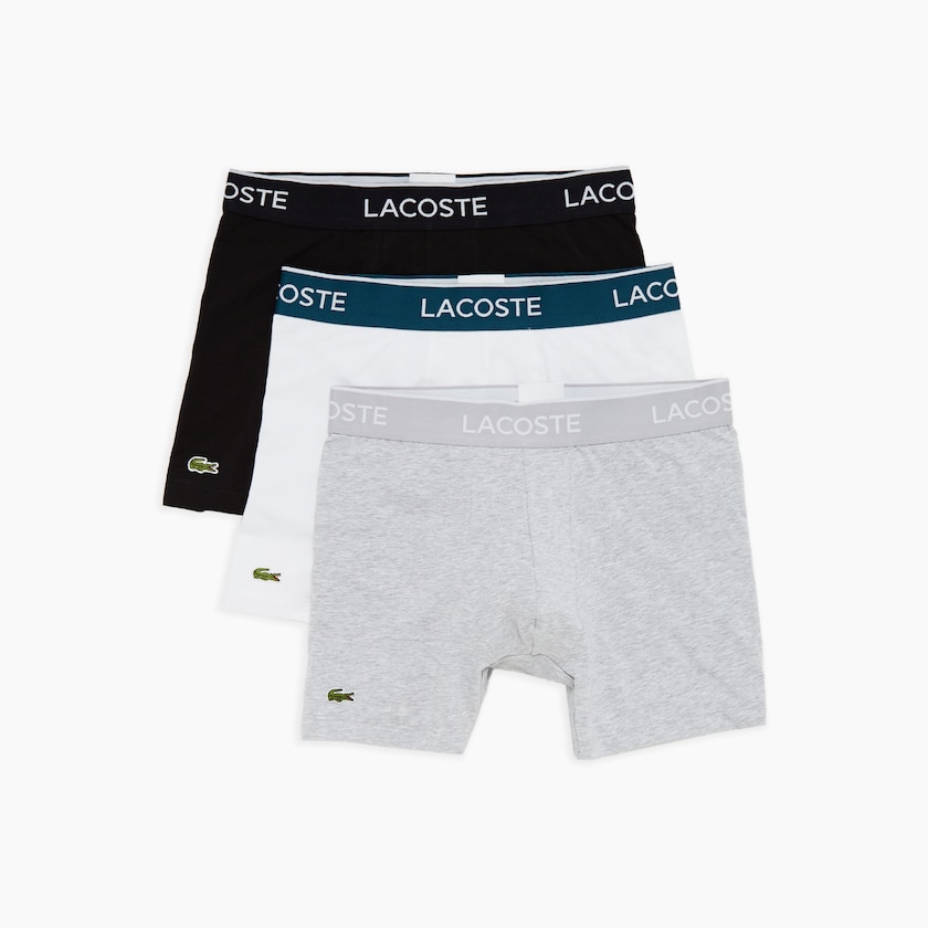 Cuecas Lacoste Masculino Pretas Branco Cinzentas Pack of 3 Boxer SD7-11231J8