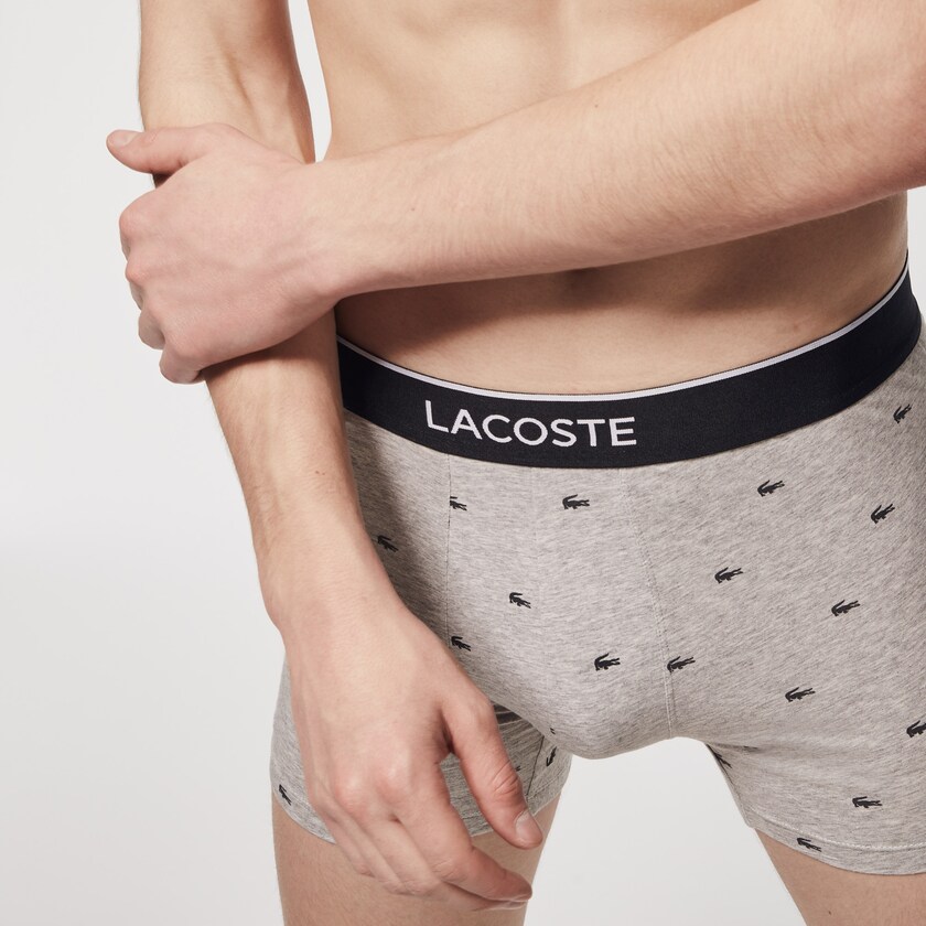 Cuecas Lacoste Masculino Pretas Cinzentas Pack of 3 Long Boxer RY7-71797J0