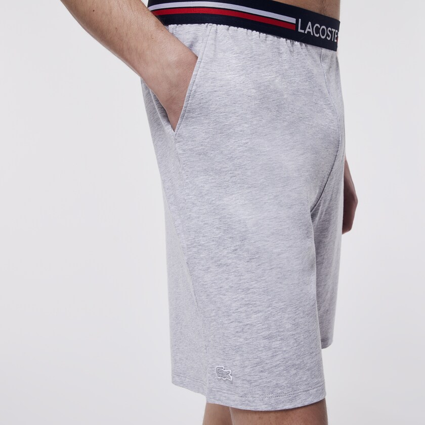 Cuecas Lacoste Masculino Cinzentas Striped-Waist Long Boxer TV4-15051R3