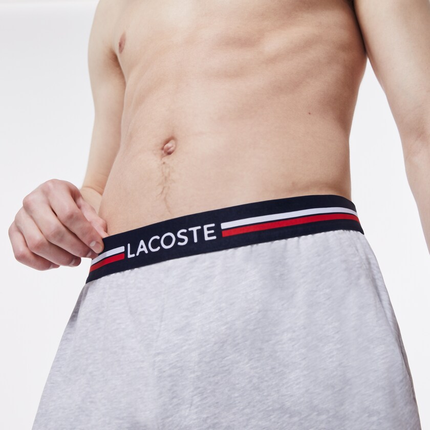 Cuecas Lacoste Masculino Cinzentas Striped-Waist Long Boxer TV4-15051R3