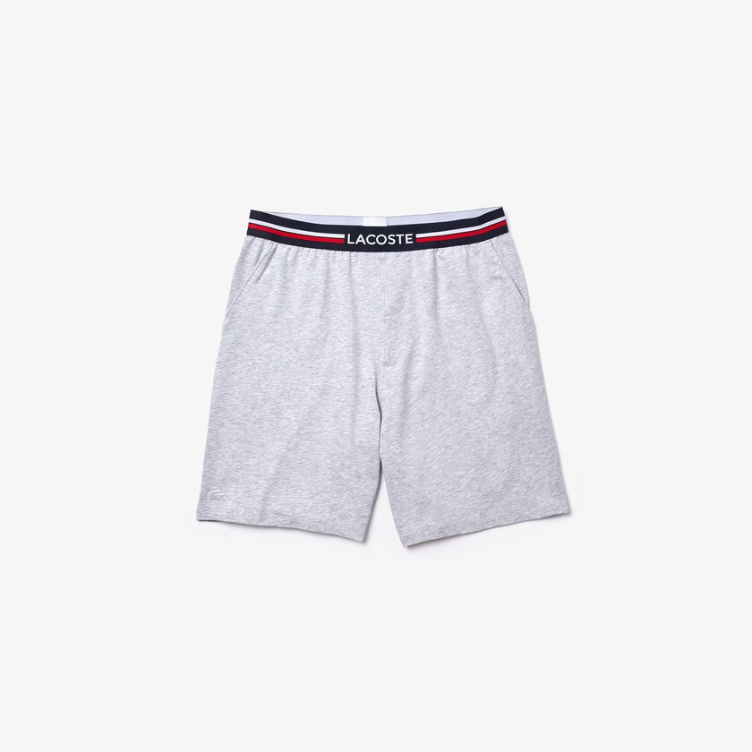Cuecas Lacoste Masculino Cinzentas Striped-Waist Long Boxer TV4-15051R3