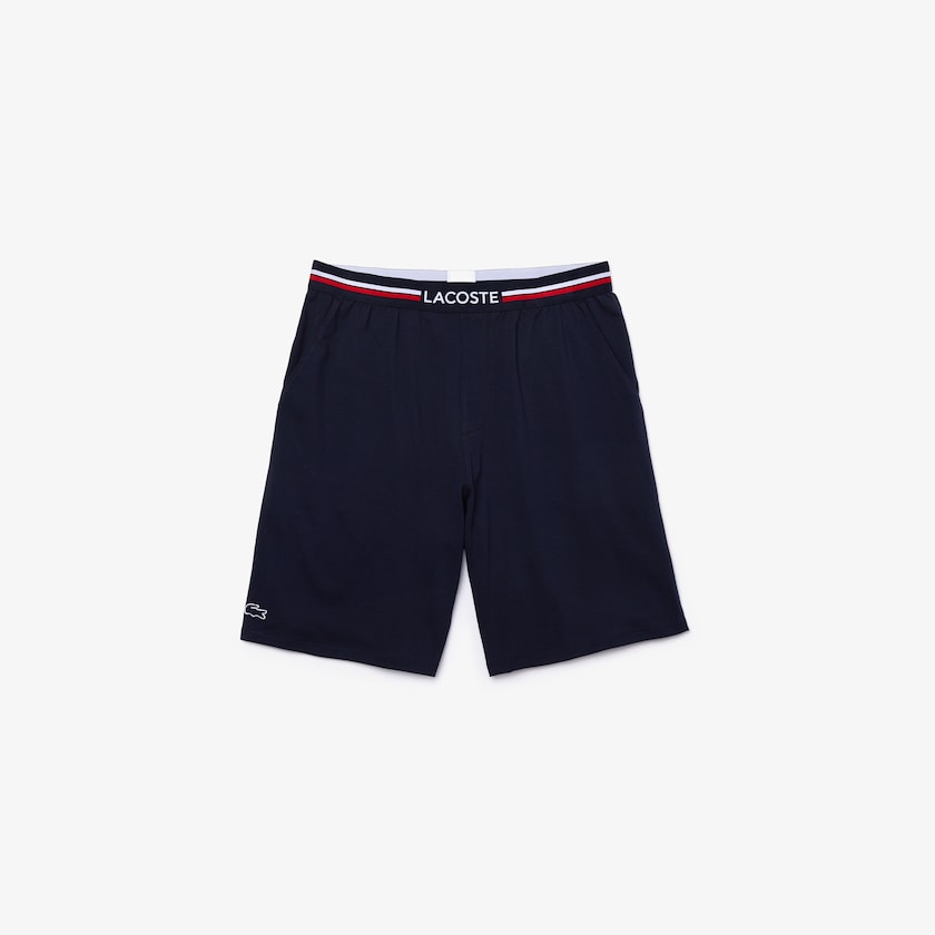 Cuecas Lacoste Masculino Azul Marinho Azuis Striped-Waist Long Boxer AY8-42494K7