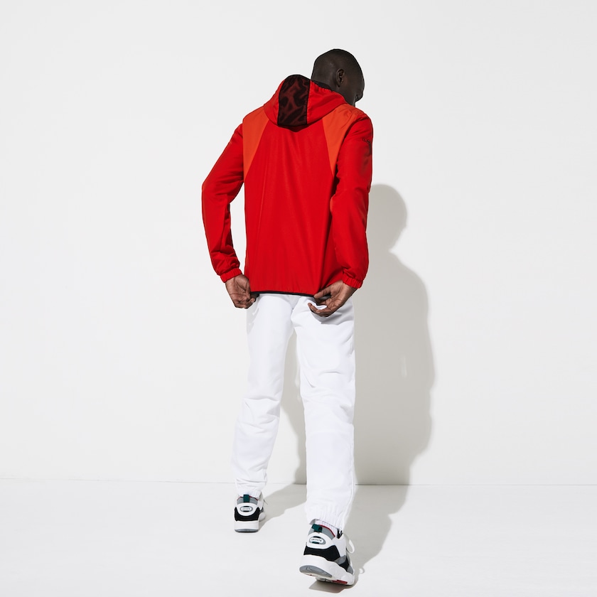 Fatos De Treino Lacoste Masculino Vermelhas Branco Pretas SPORT Mesh Inset Hooded Colorblock CO3-29512H2