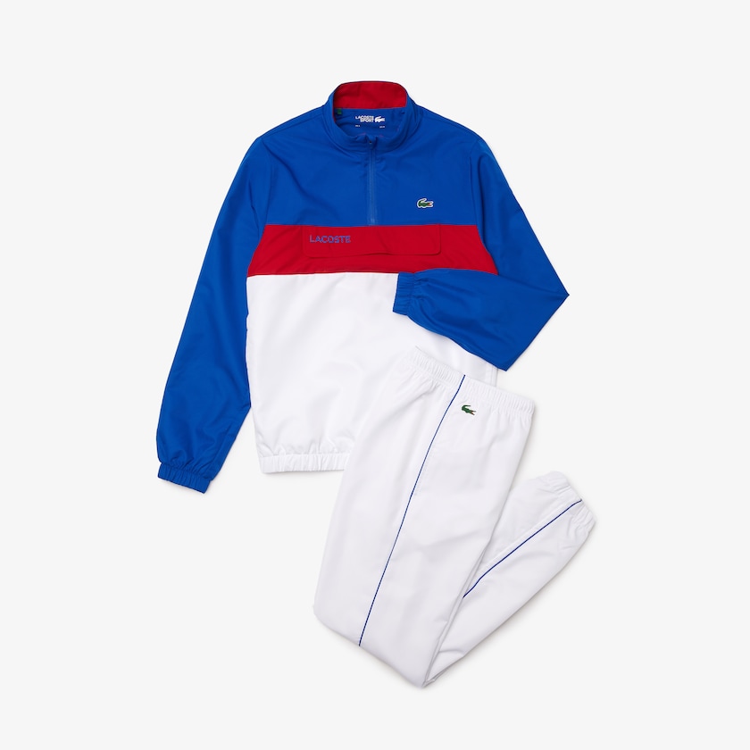 Fatos De Treino Lacoste Masculino Azuis Branco Vermelhas SPORT Packable WU2-02930D6