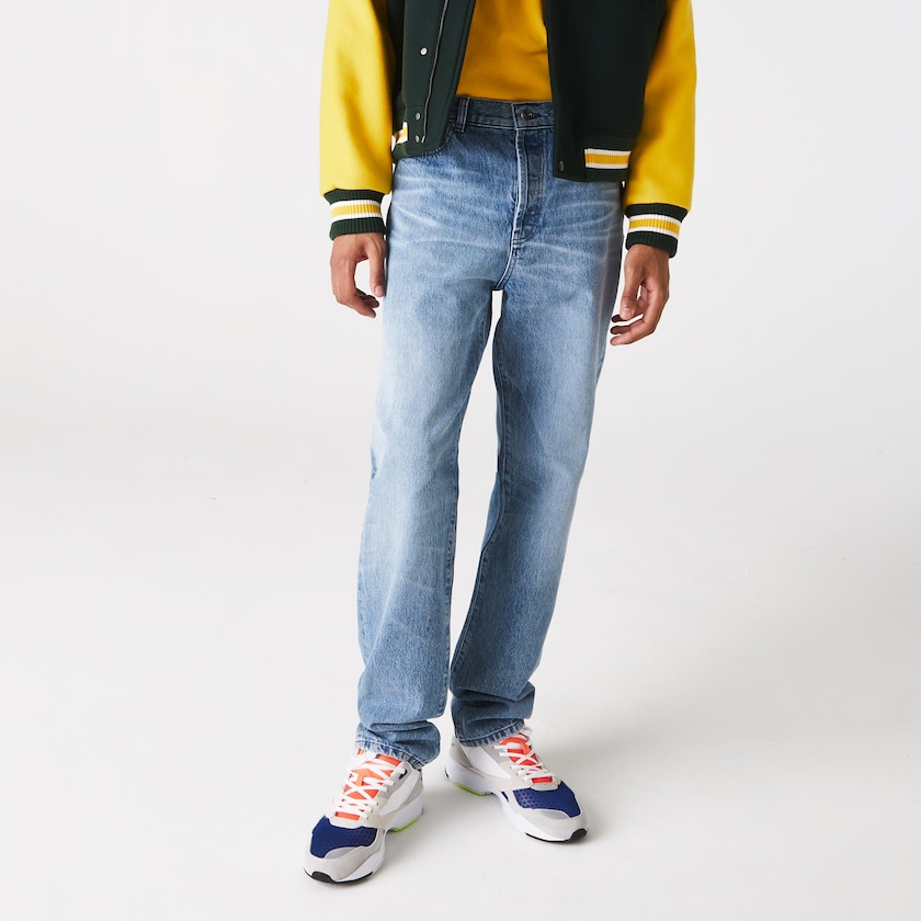 Jeans Lacoste Masculino Branco LIVE Standard Fit Five-Pocketed Faded Cotton PB7-76937A6