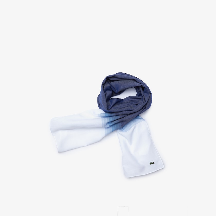 Lenços Lacoste Feminino Branco Azul Marinho Azuis Made In France Gradated Print Organic Cotton QI1-16431M6