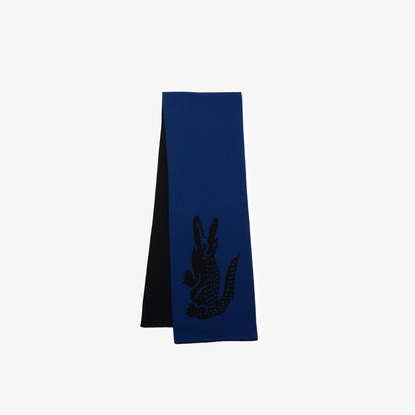 Lenços Lacoste Masculino Pretas Azuis Oversized Crocodile Rectangular Wool AH5-47064T8