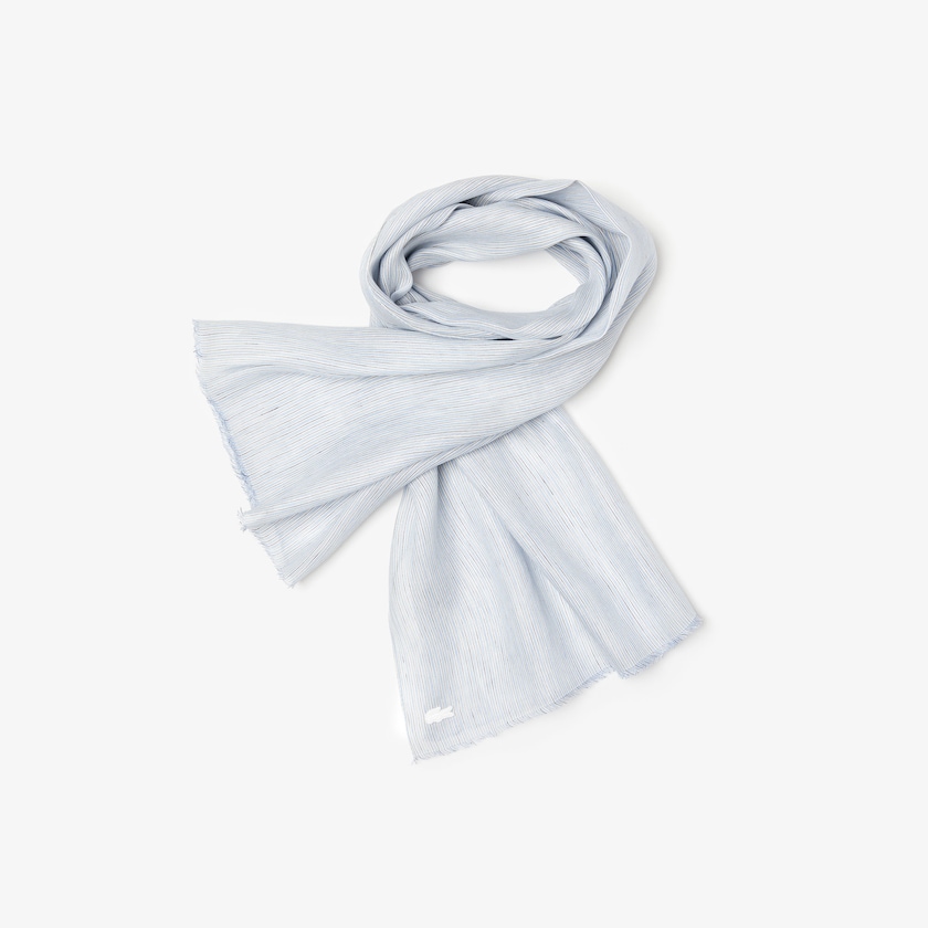 Lenços Lacoste Feminino Luz Azuis Branco Azul Marinho Azuis Pinstriped Cotton-Linen DN9-05310I5