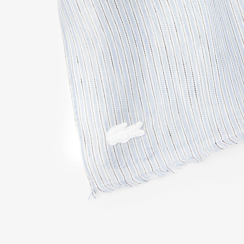 Lenços Lacoste Feminino Luz Azuis Branco Azul Marinho Azuis Pinstriped Cotton-Linen DN9-05310I5