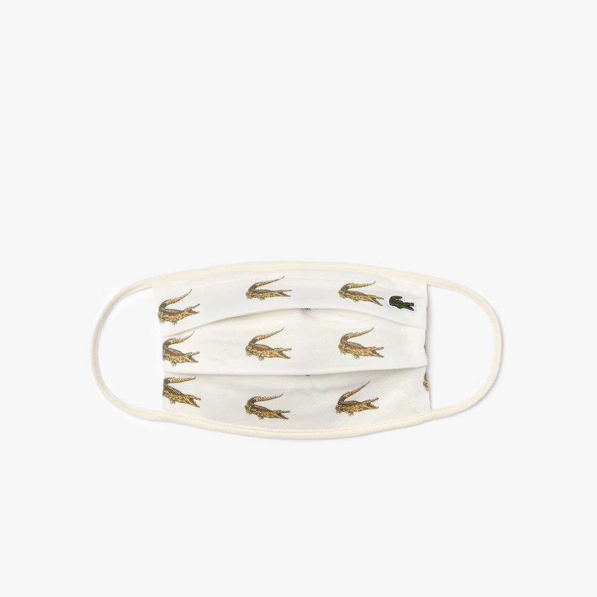 Máscaras Lacoste Feminino Branco L.12.12 Croc Print Face in Cotton Piqué BQ2-12421M9