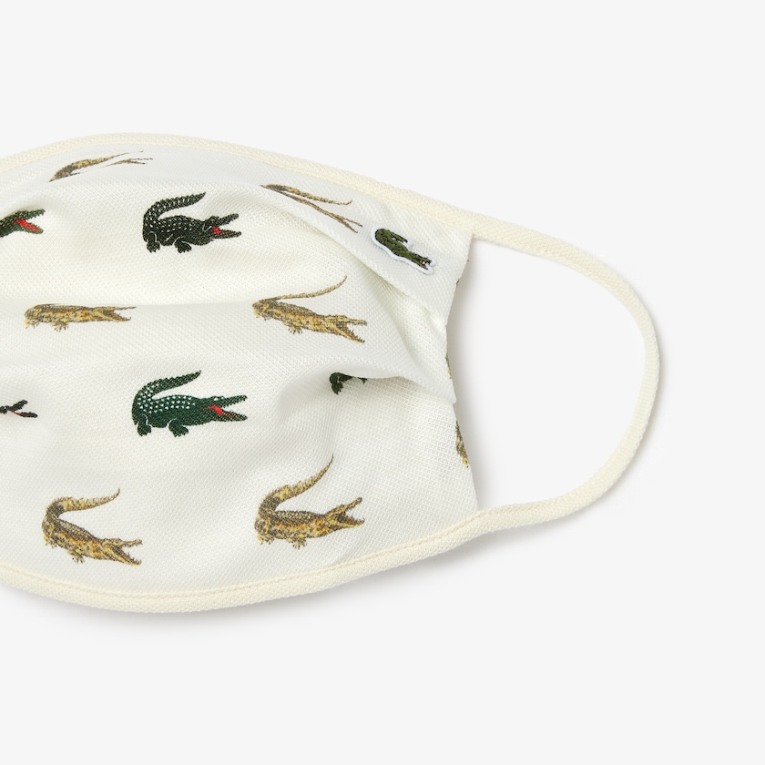 Máscaras Lacoste Feminino Branco L.12.12 Croc Print Face in Cotton Piqué BQ2-12421M9