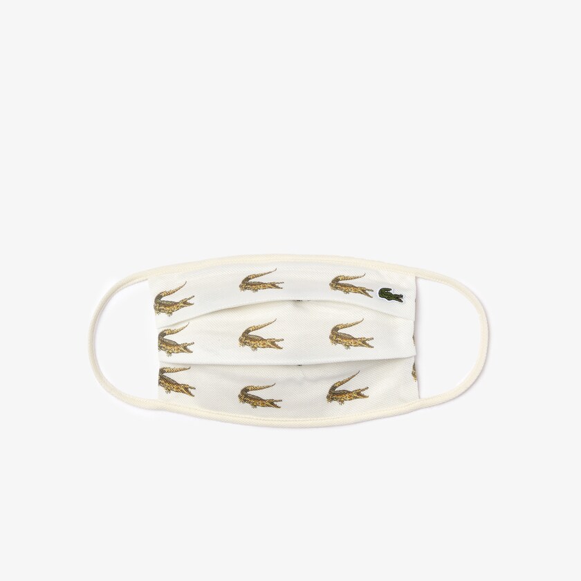 Máscaras Lacoste Masculino Branco L.12.12 Croc Print Face in Cotton Piqué NO1-37463M0