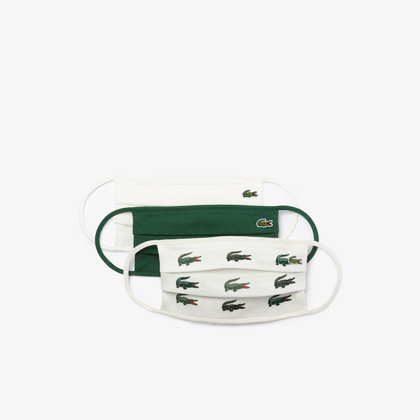 Máscaras Lacoste Masculino Verdes Branco L.12.12 Pack of 3 Face in Cotton DB1-31563P1