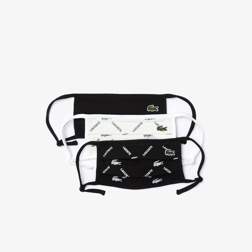 Máscaras Lacoste Feminino Pretas Branco Pretas Verdes Branco L.12.12 Printed Face with Adjustable Strap ML0-34773K0