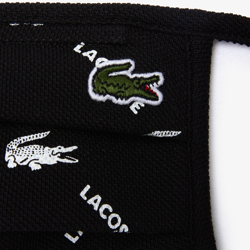 Máscaras Lacoste Feminino Pretas Branco Pretas Verdes Branco L.12.12 Printed Face with Adjustable Strap ML0-34773K0