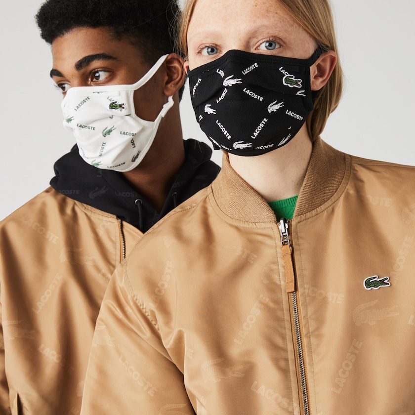 Máscaras Lacoste Feminino Pretas Branco Pretas Verdes Branco L.12.12 Printed Face with Adjustable Strap ML0-34773K0