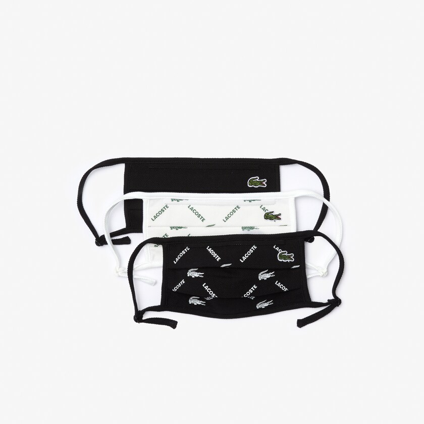 Máscaras Lacoste Masculino Pretas Branco Pretas Verdes Branco L.12.12 Printed Face with Adjustable Strap FE7-81248G8