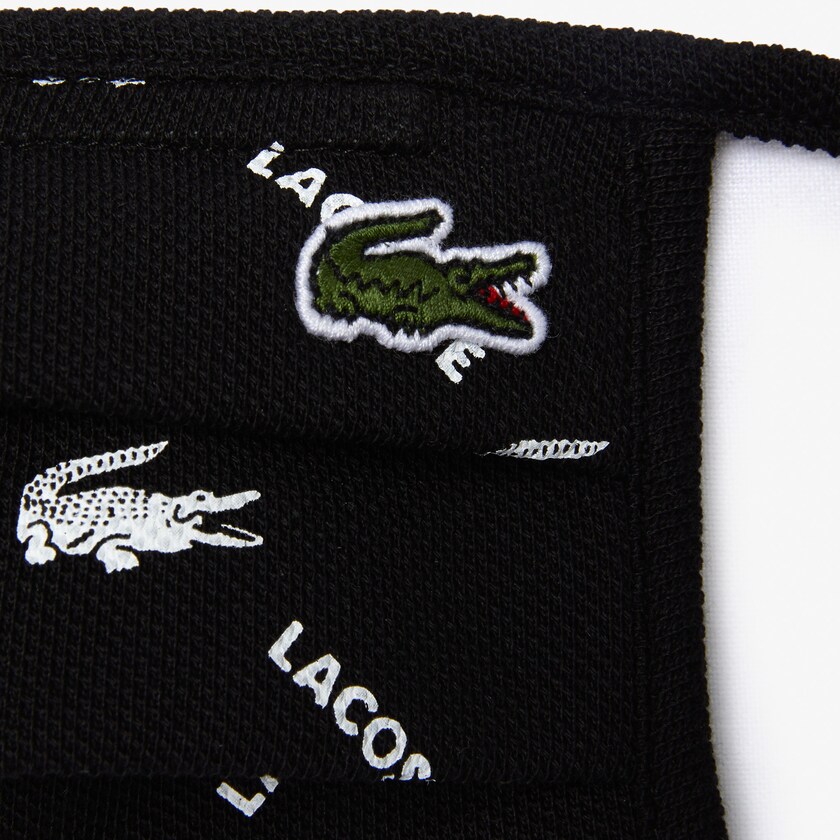 Máscaras Lacoste Masculino Pretas Branco Pretas Verdes Branco L.12.12 Printed Face with Adjustable Strap FE7-81248G8