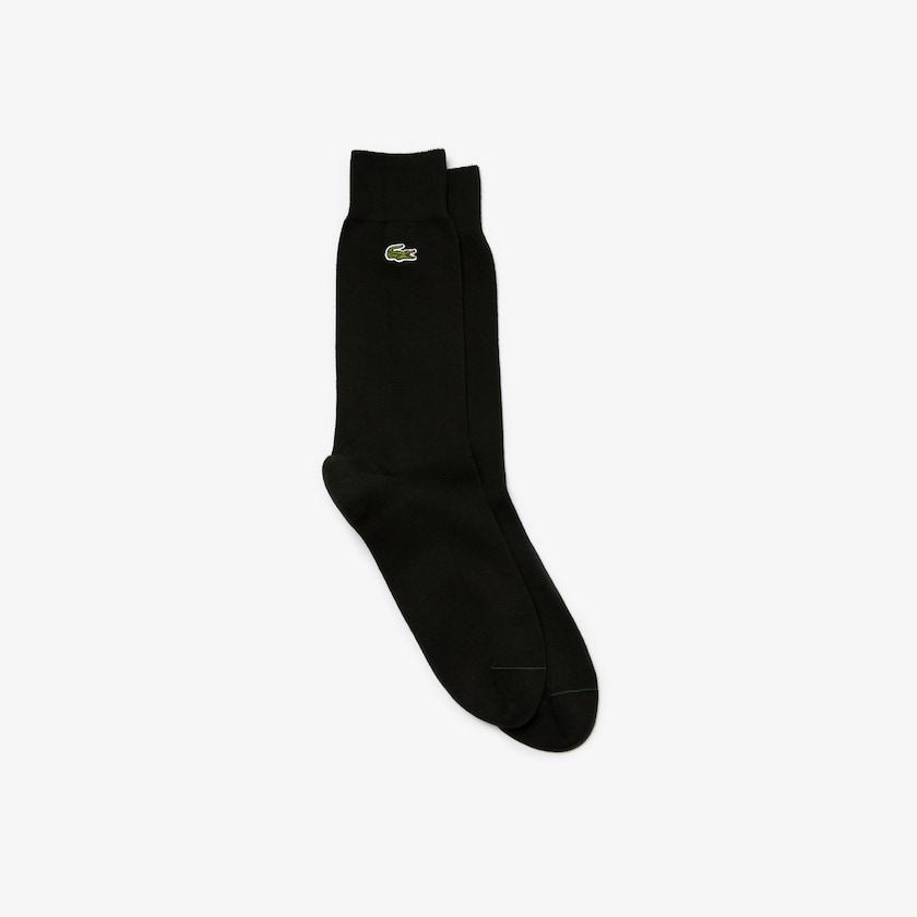 Meias Lacoste Masculino Pretas Embroidered Crocodile Cotton Blend WZ6-14291E3