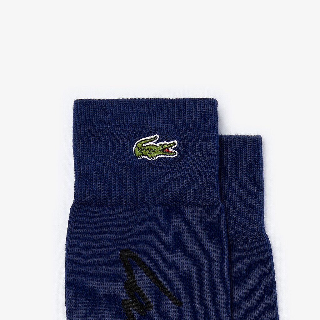 Meias Lacoste Masculino Azul Marinho Azuis Pretas LIVE Signature Print UB5-35893H1