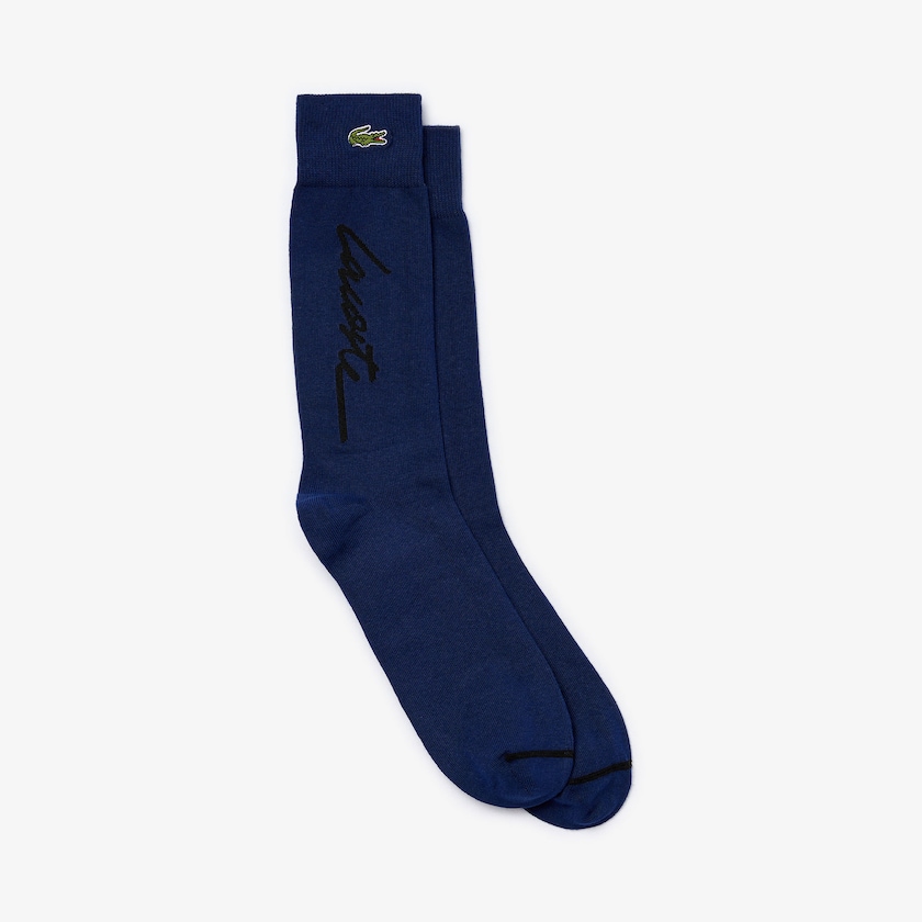 Meias Lacoste Masculino Azul Marinho Azuis Pretas LIVE Signature Print UB5-35893H1