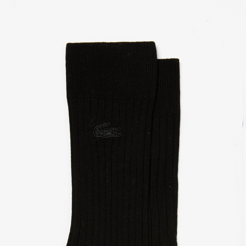 Meias Lacoste Masculino Pretas Ribbed Cotton Blend ON5-70217N2