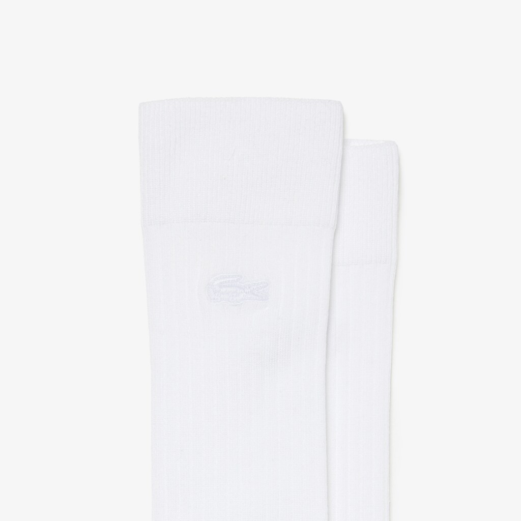 Meias Lacoste Masculino Branco Ribbed Cotton Blend PR9-69306X3