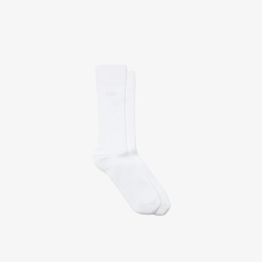 Meias Lacoste Masculino Branco Ribbed Cotton Blend PR9-69306X3