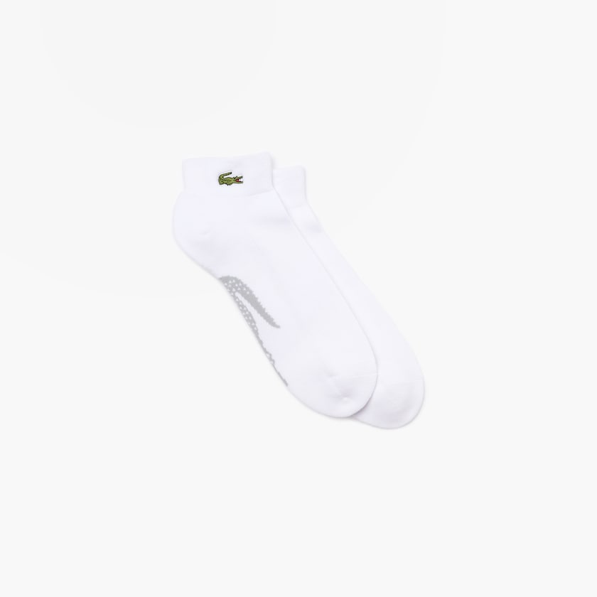 Meias Lacoste Masculino Branco Cinzentas SPORT Printed Crocodile Low-Cut Cotton RE7-70657T7