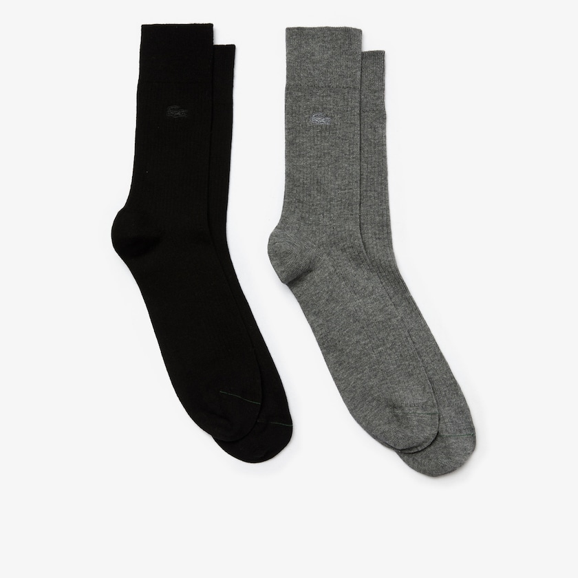 Meias Lacoste Masculino Azuis Pretas Two-Pack Cotton And Wool NM1-38633R9